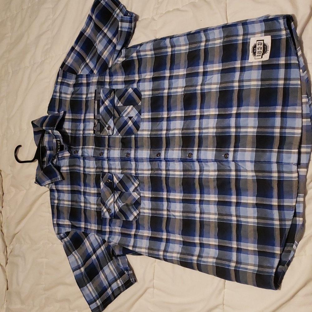 Red Ape Blue and Gray flannel Button Up Shirt